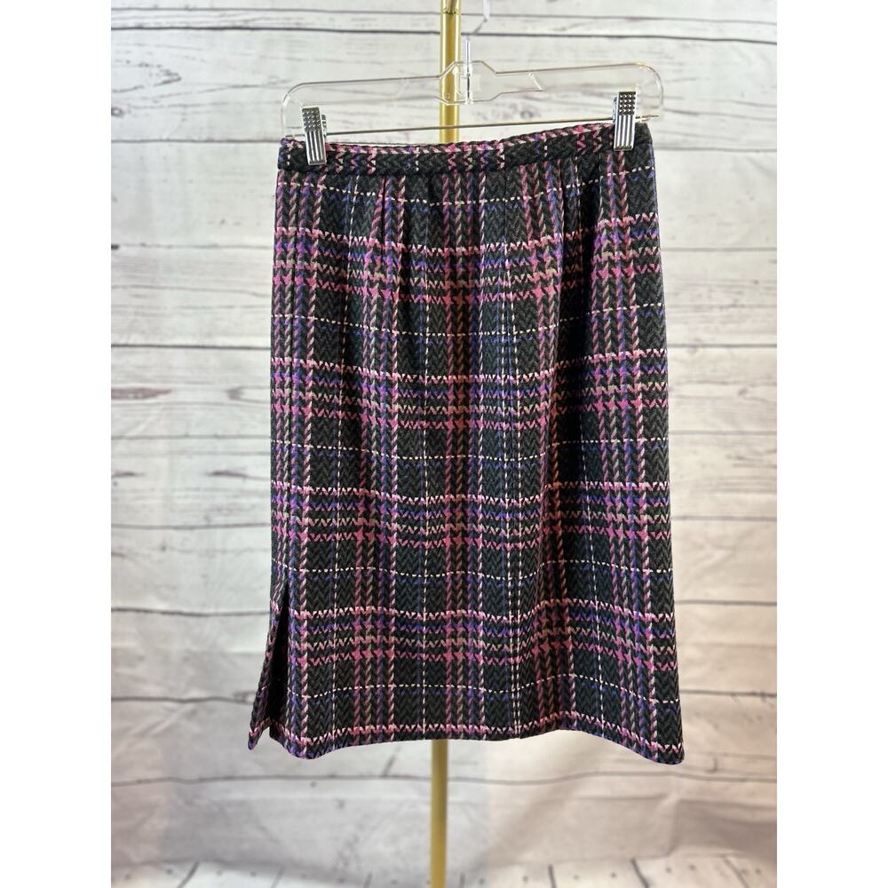 Pendleton Tartan Plaid Virgin Wool Skirt Womens 8P Pink Gray White Rare NWT